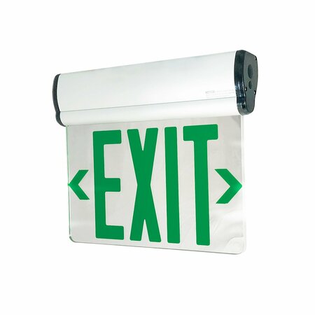 NORA LIGHTING Surface Adj. LED Edge-Lit Exit Sign, 6in Grn Ltr., Double Face / Mirrored Acrylic, Aluminum Housing NX-812-LEDG2MW